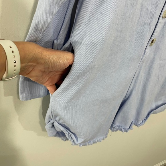 Show Me Your Mumu Tegan Jumper Periwinkle Chambray Romper Shorts Size Small - Picture 6 of 12